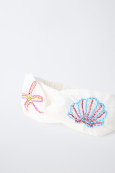 MARINE BEADED EMBROIDERED HEADBAND - Ecru by Zara - Image 2