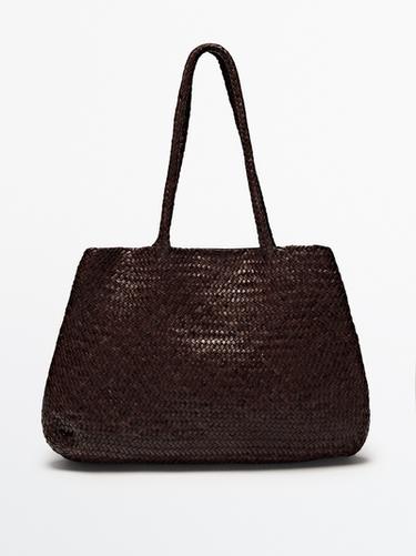 Bolso tote large trenzado napa - Marrón de Zara