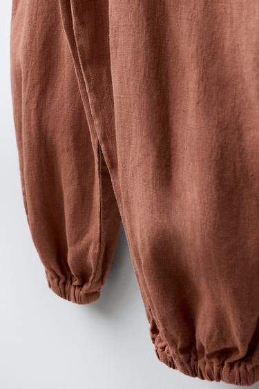 100% LINEN JUMPSUIT - dark russet by Zara - Image 3