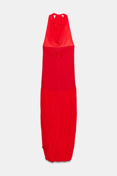 ROBE HALTER BIMATIÈRE À VOLUME - Rouge vif de Zara - Image 6