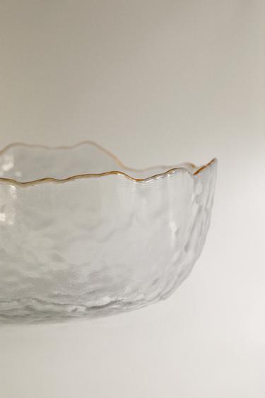 GLASS SALAD BOWL WITH RIM - Gold by Zara - Image 3