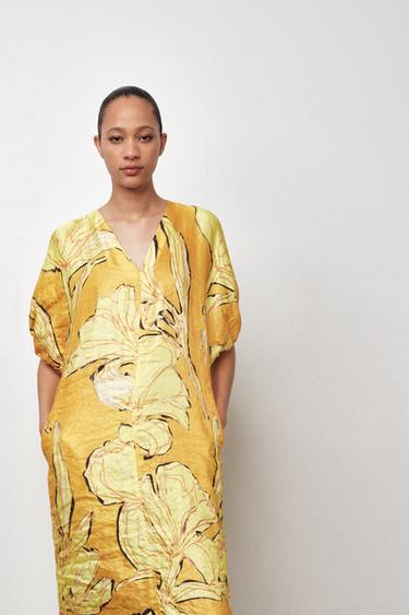 ZW COLLECTION PRINTED DRESS - Yellow by Zara - Image 3