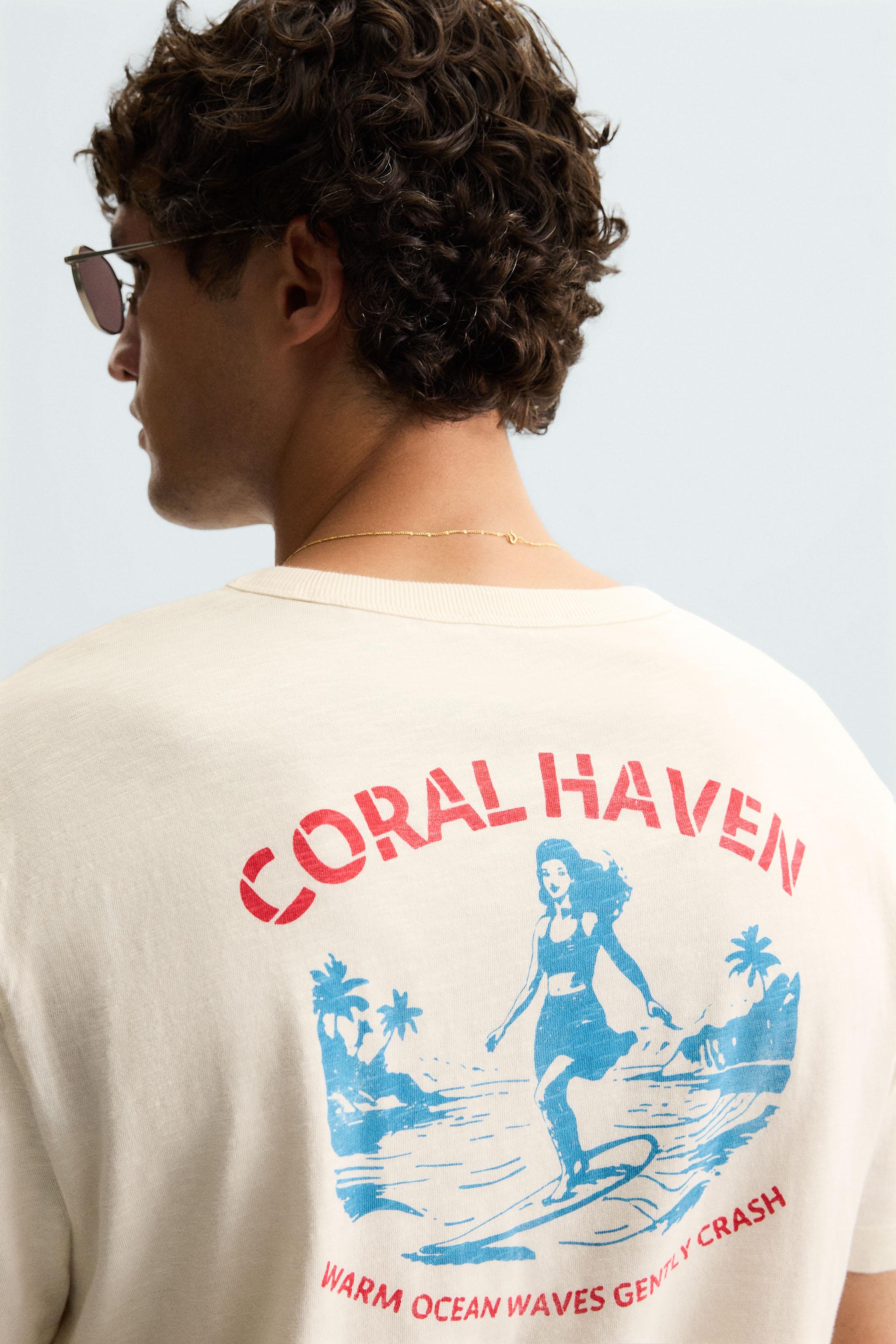 コントラストグラフィックTシャツ - エクリュ | ZARA Japan / 日本