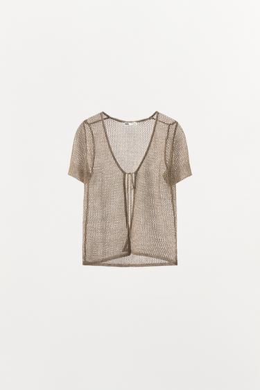 VESTE ROUGE FIL MÉTALLISÉ - Doré de Zara - Image 2