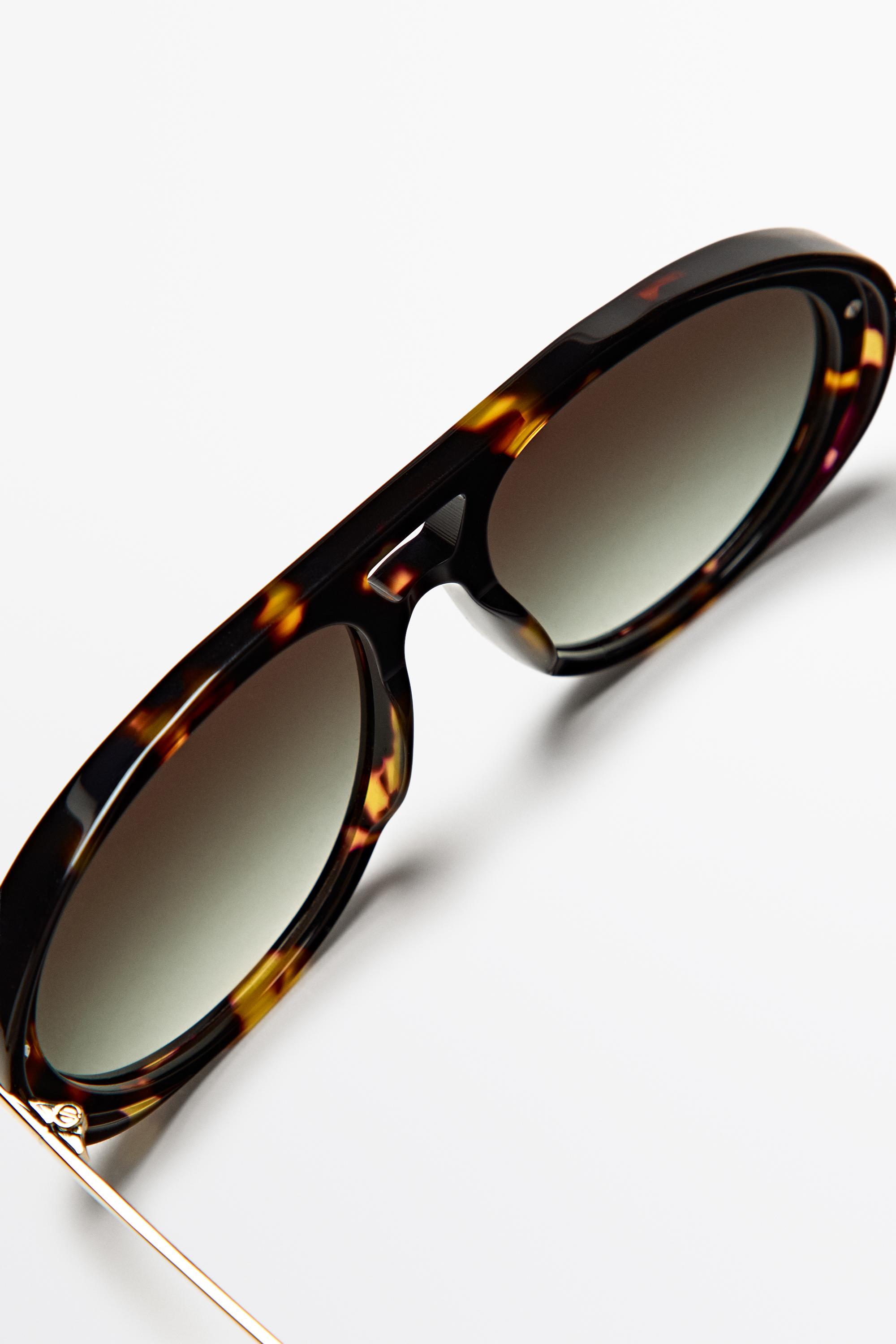 Tortoiseshell-effect aviator sunglasses