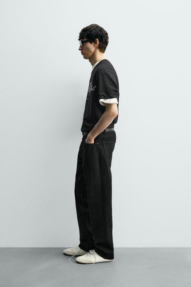 EMBROIDERED SLOGAN T-SHIRT - Black by Zara - Image 3