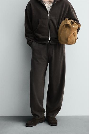 RELAXED FIT JOGGER TROUSERS - Brown by Zara