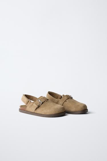 SPLIT SUEDE CLOGS - Mink Grey by Zara - Image 1