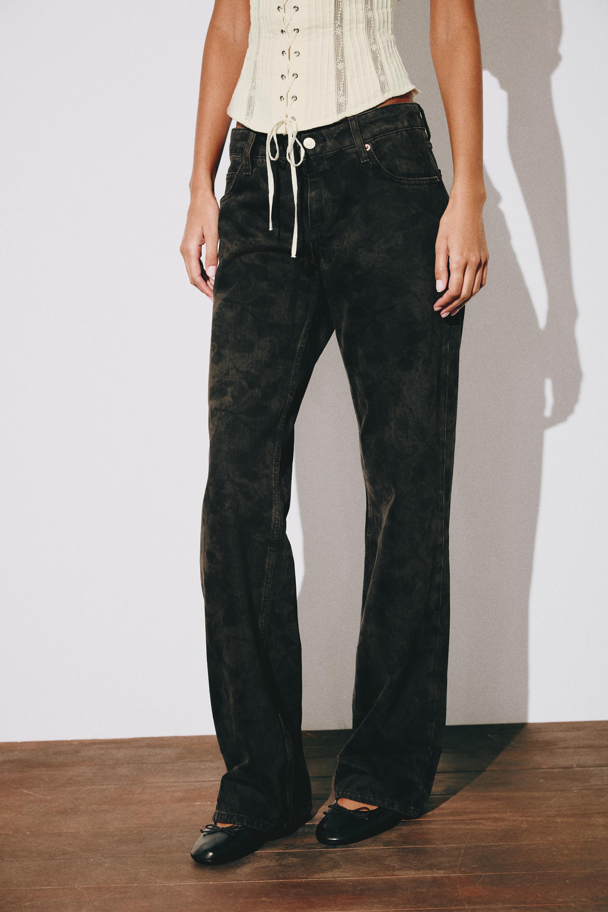 TRF PRINTED LOW-RISE WIDE LEG FIT JEANS