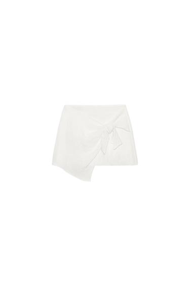 Zara KNOTTED MINI SKORT - White