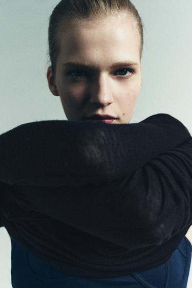 100% WOOL T-SHIRT - Navy blue by Zara