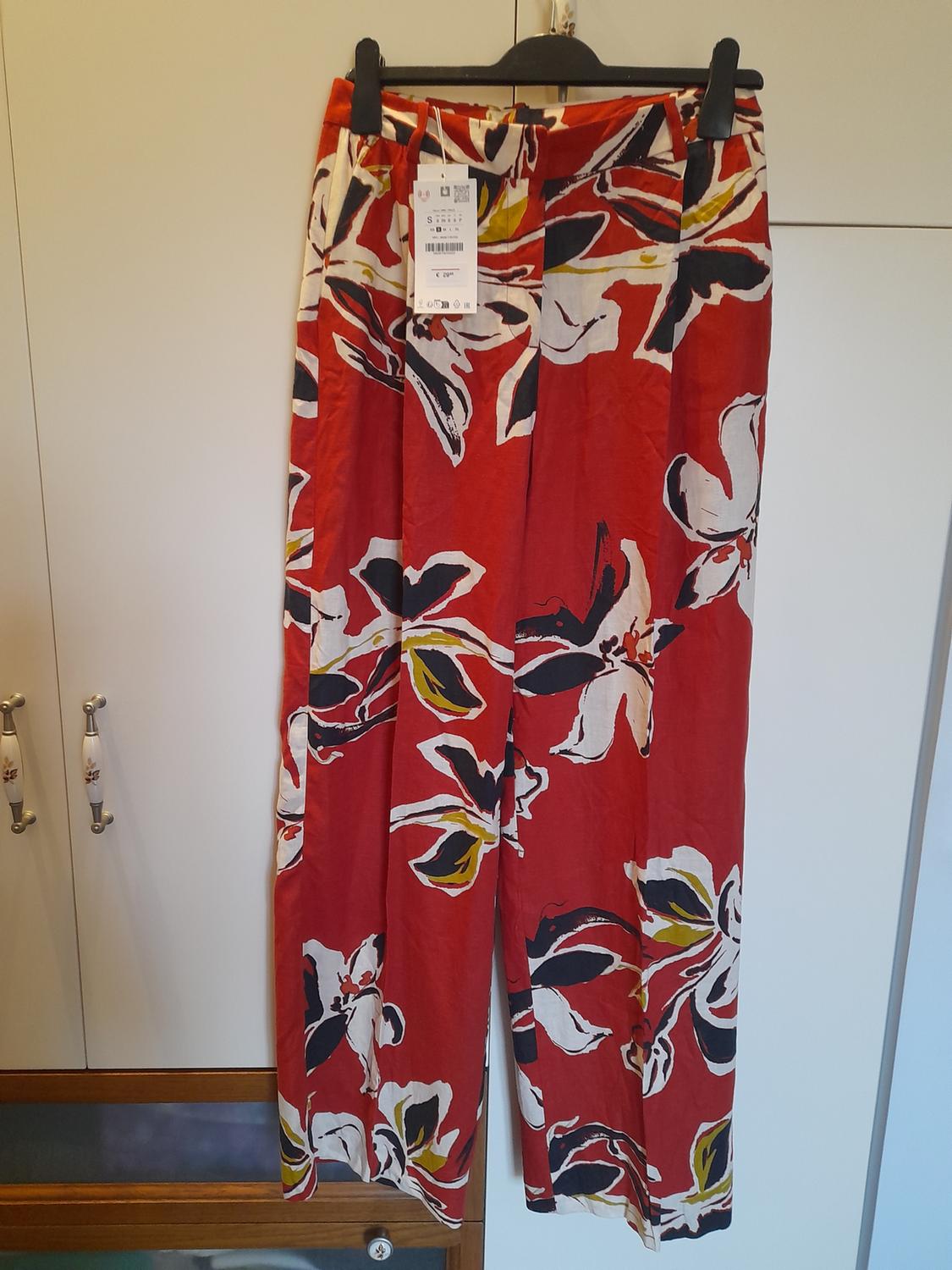 FLORAL PRINT LINEN BLEND TROUSERS - Image 3