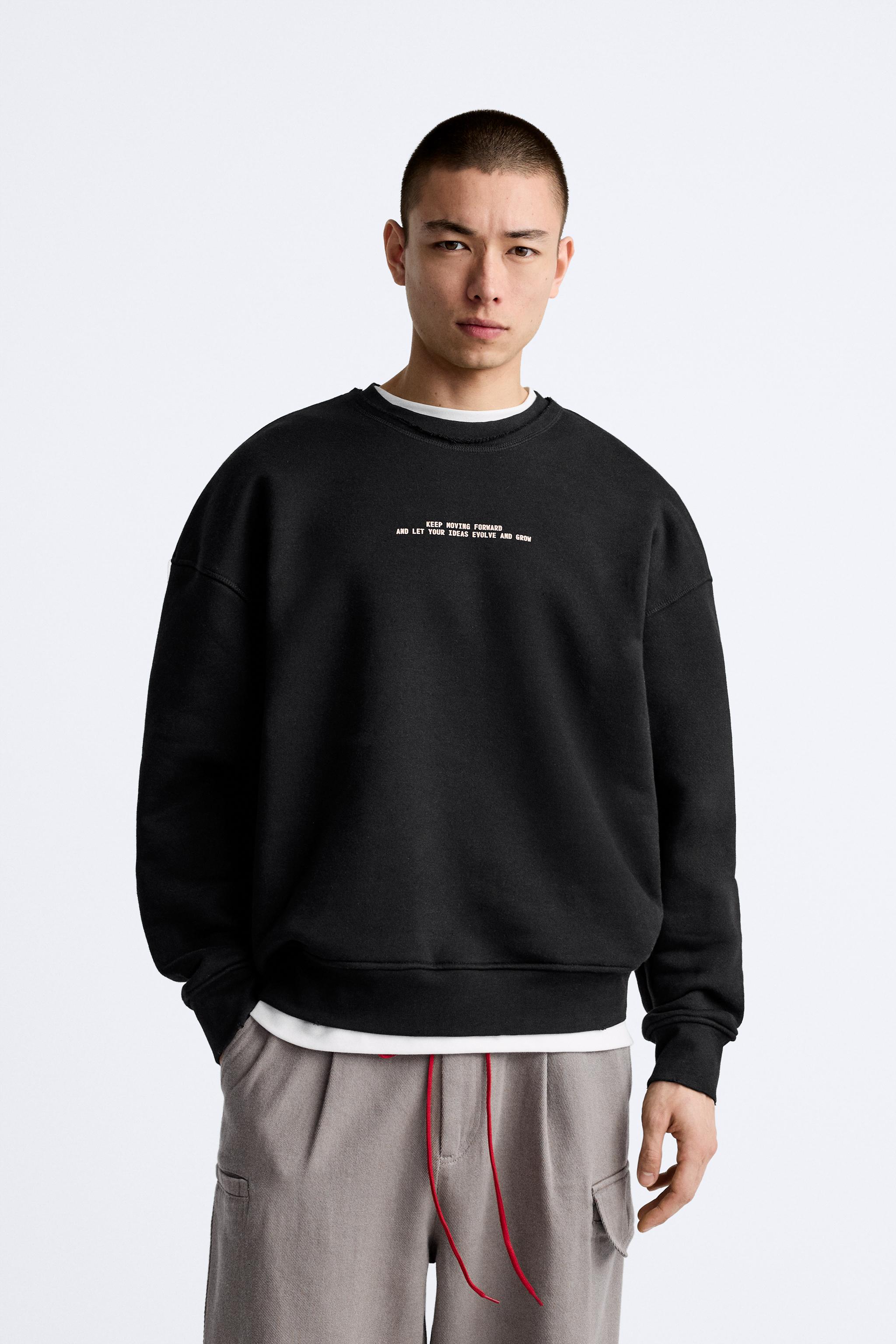 CREW NECK PATCH SWEATSHIRT - Black | ZARA United States