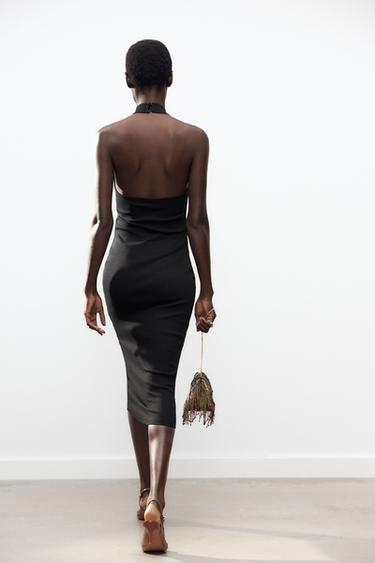 ROBE MI-LONGUE AVEC ENCOLURE AMÉRICAINE - Noir de Zara - Image 2