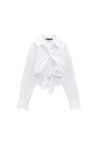 POPLIN SHIRT WITH TIED DETAIL