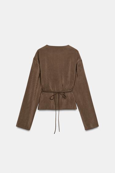CHEMISE KIMONO À NŒUD - Marron foncé de Zara - Image 6