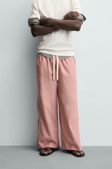 STRIPED TROUSERS WITH CONTRAST SIDE STRIPES - Red by Zara