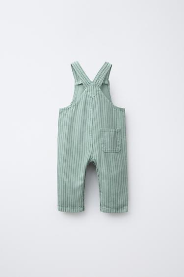 STRIPED TWILL DUNGAREES - Sea green by Zara - Image 1