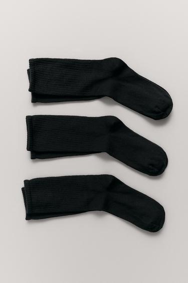 Zara THREE-PACK OF SPORTY LONG SOCKS - Black