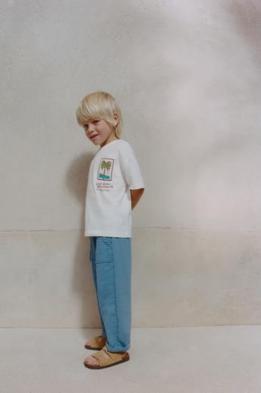 PANTALÓN COMBINADO LISO - Azul de Zara
