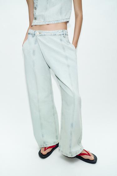 Z1975 LOW-RISE CROSSED JEANS - Light blue by Zara