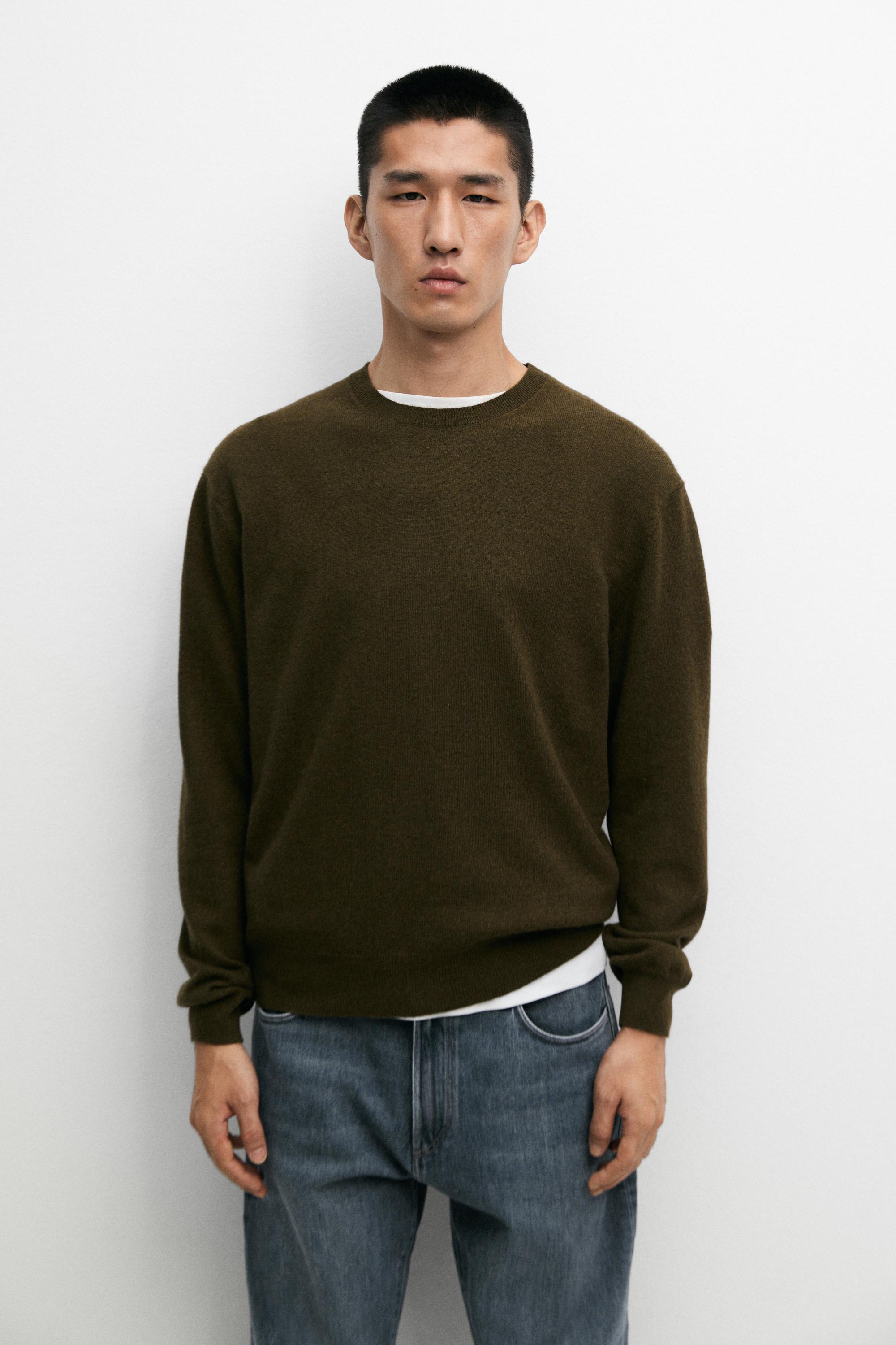 100% cashmere ribbed knit sweater — Hunter green