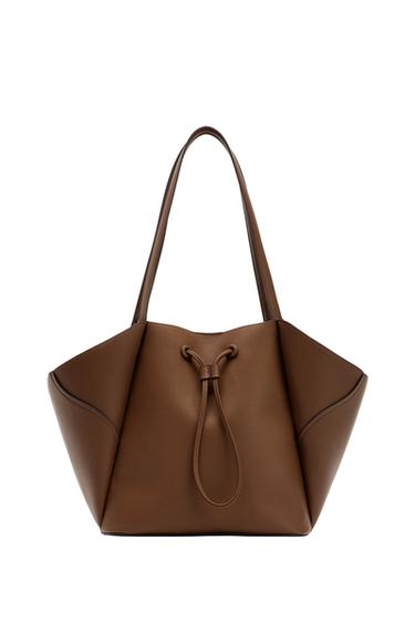 MAXI SHOPPER MET DETAILS - DONKER GEELBRUIN van Zara