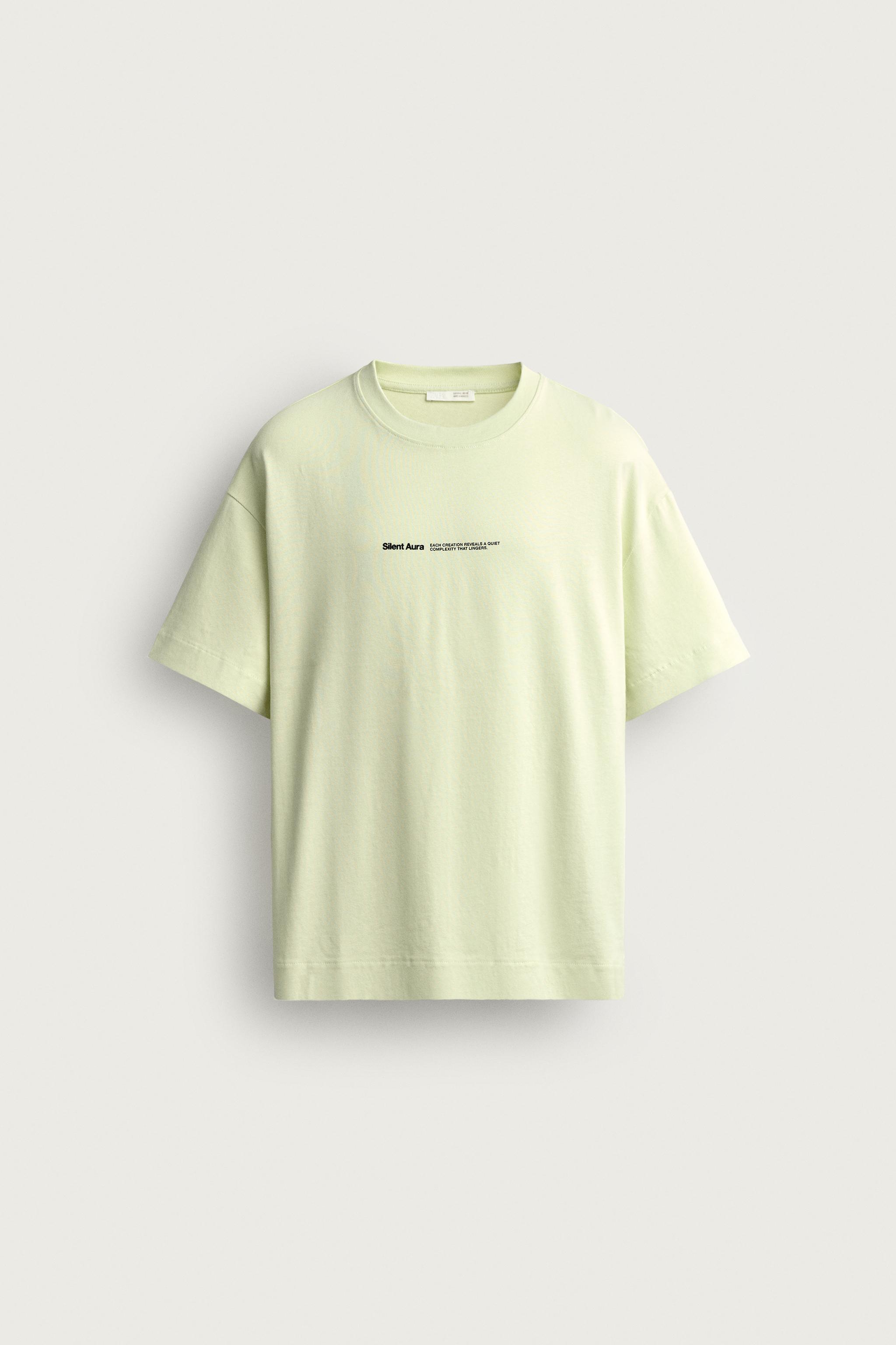 RELAXED FIT CONTRAST PRINT T-SHIRT — Lime green