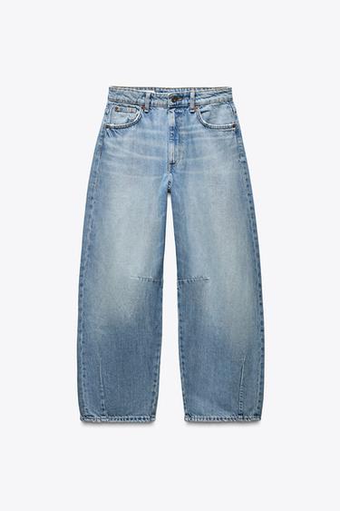 JEANS TRF BAGGY BALLOON MID WAIST - Biru muda dari Zara