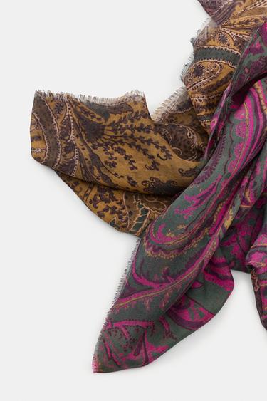 FOULARD À IMPRIMÉ EN MÉLANGE DE MODAL - Bordeaux de Zara - Image 3