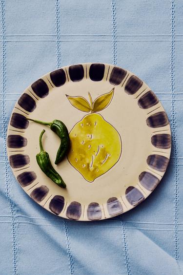 DESSERTTELLER AUS STEINGUT MIT FRUCHT - Gelb von Zara