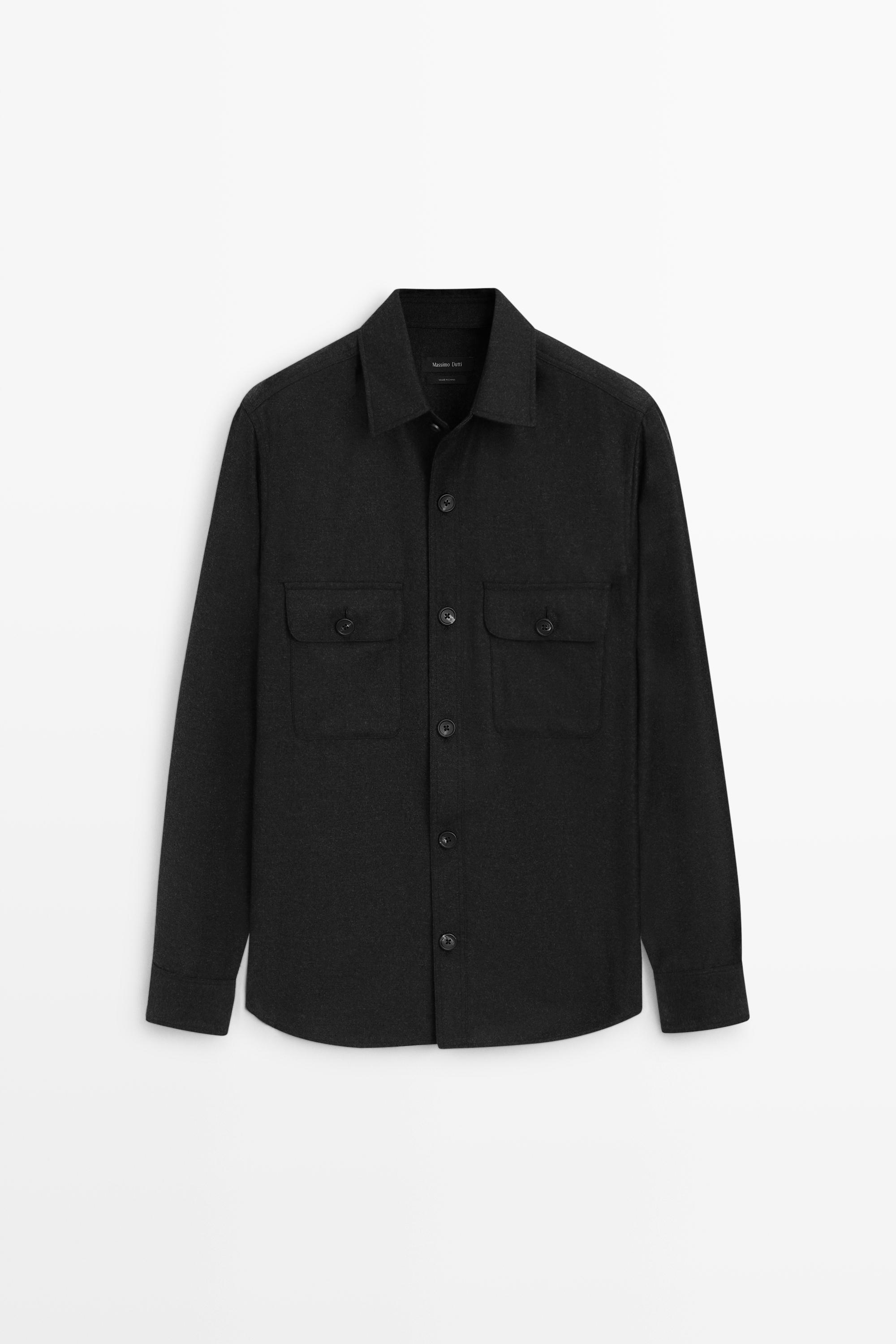 Surchemise poches 100 % laine