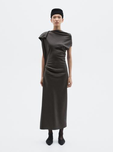 Zara Long dress with neck detail - LIMITED - Chocolate