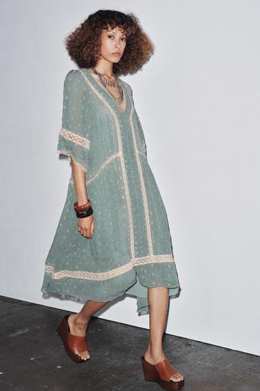 ZW COLLECTION ROMANTIC MIDI DRESS - dusty blue by Zara