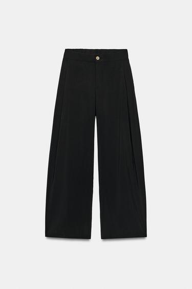 Zara FLOWY BARREL PANTS - Black