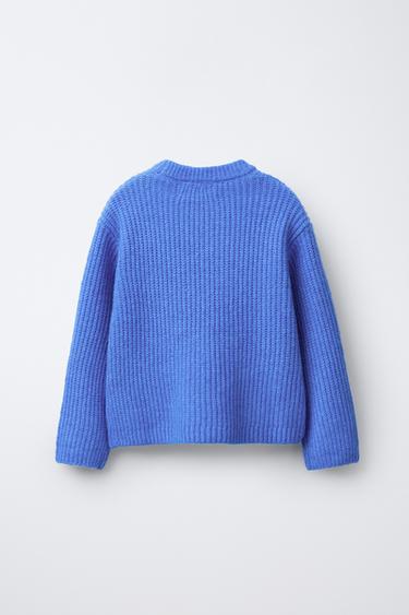 BEADED AND SPARKLY BOW KNIT SWEATER - Blue by Zara - Image 1