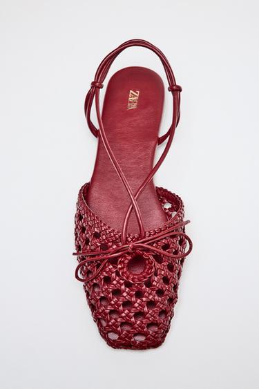 BRAIDED SLINGBACK CAGE SANDALS - Red by Zara