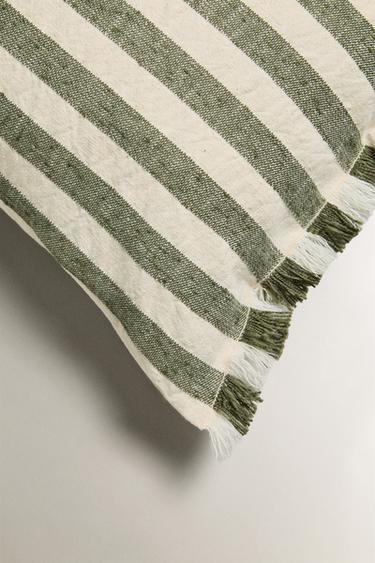 STRIPED CUSHION COVER - Greenish by Zara