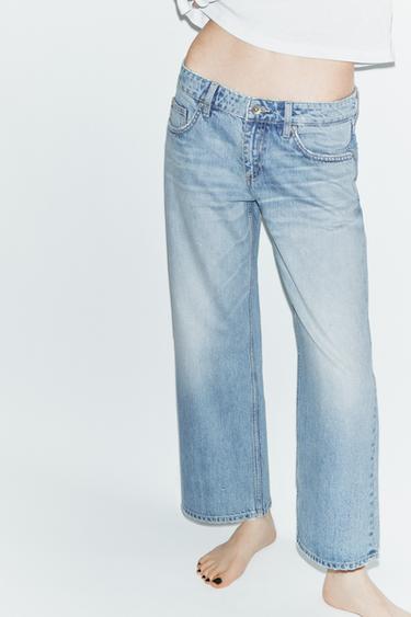 TRF WIDE-LEG CROPPED LOW-RISE JEANS - Light blue by Zara
