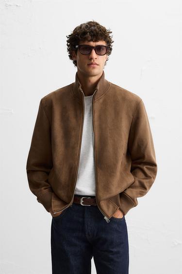 CAZADORA EFECTO ANTE REGULAR FIT - Coñac de Zara