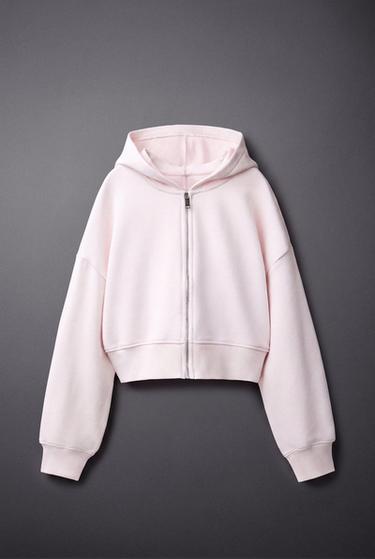SWEAT ZIPPÉ COURT - Rose clair de Zara
