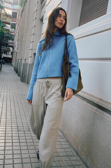 Zara JOGGER PANTS WITH ELASTIC CUFFS - Sand / Marl