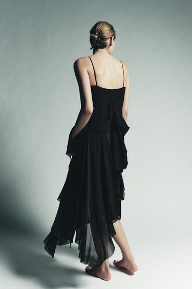 ROBE À BRETELLES VOLANTS DENTELLE - Noir de Zara - Image 3
