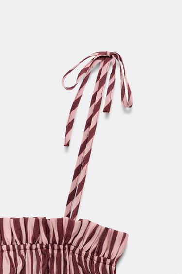 GATHERED STRIPED STRAPPY TOP - Pinks by Zara - Image 5