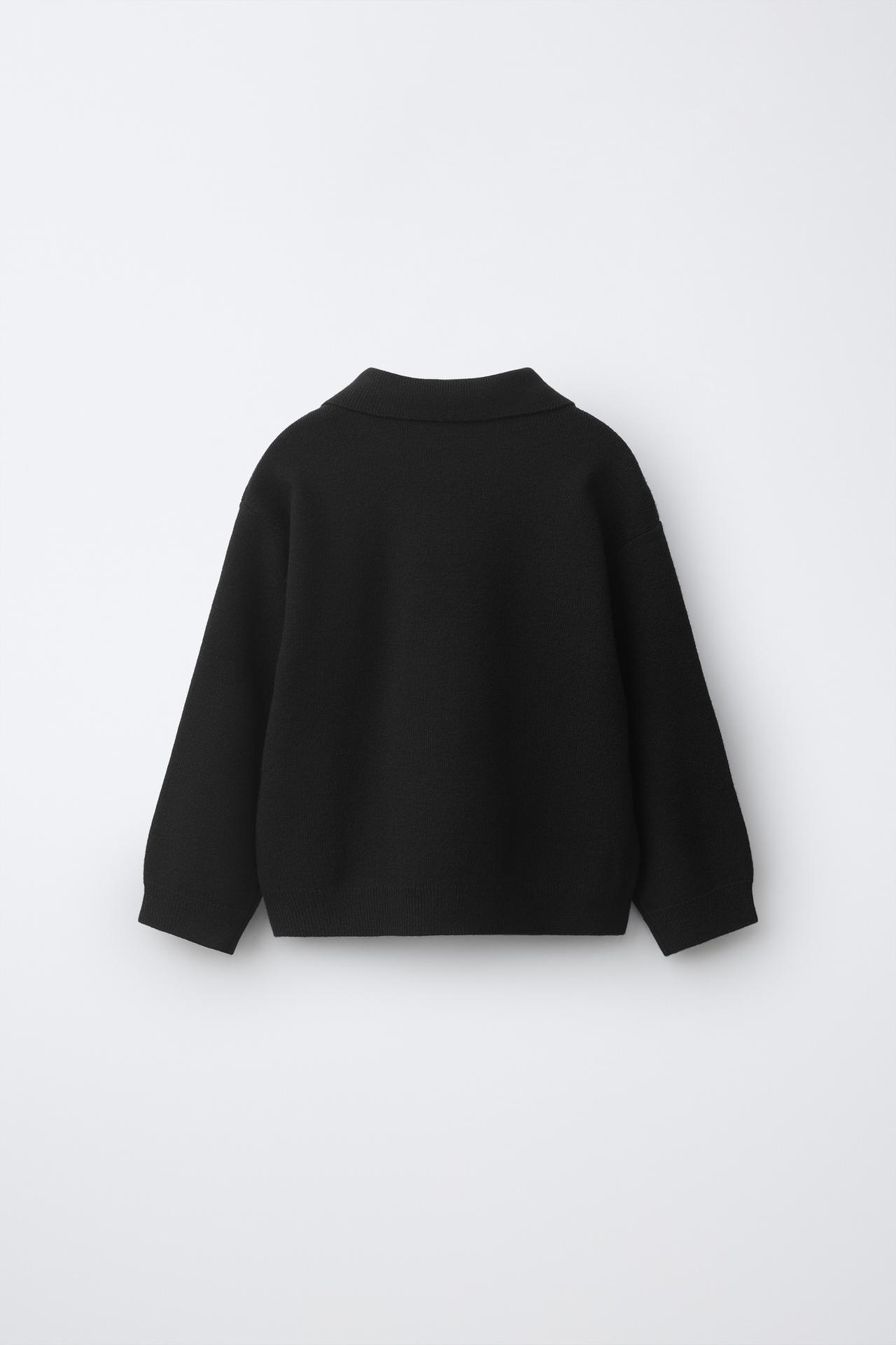 SMOOTH KNIT POLO — Black