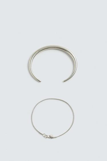 Zara PACK OF 2 COMBINED METAL BRACELETS - Silver