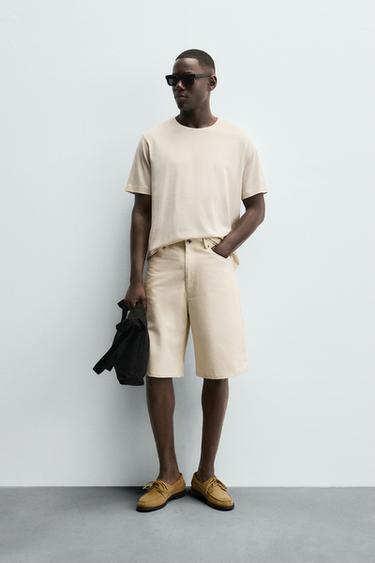 T-SHIRT MIT MERZERISIERTEM FINISH - Cremefarben von Zara