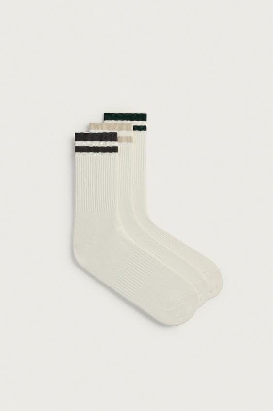 CALCETINES RIB BANDAS PACK 3 - Blanco roto de Zara - Imagen 0