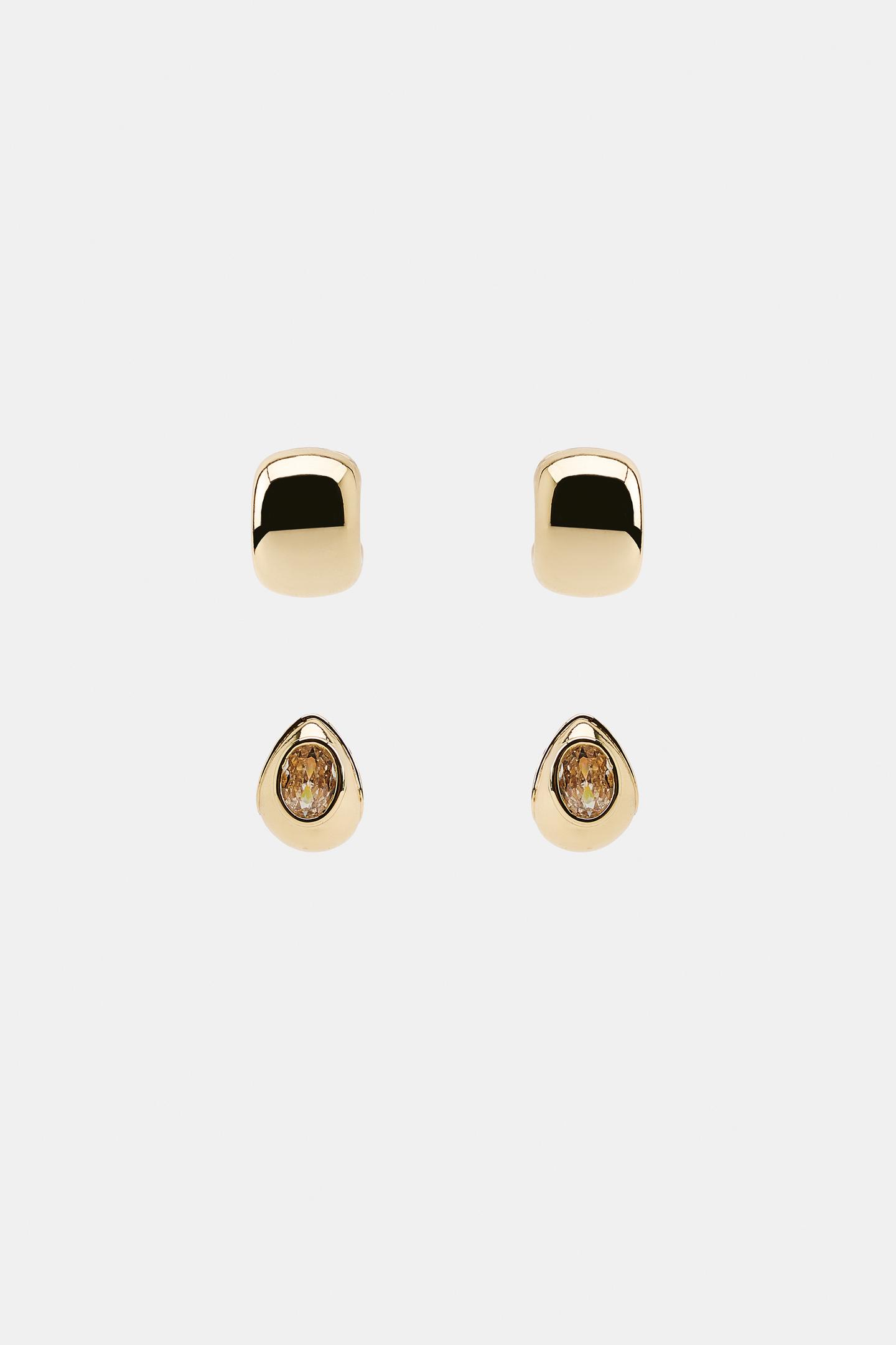 Женские серьги Zara Jewel 2-PACK, цвет: Золотой — фото 2