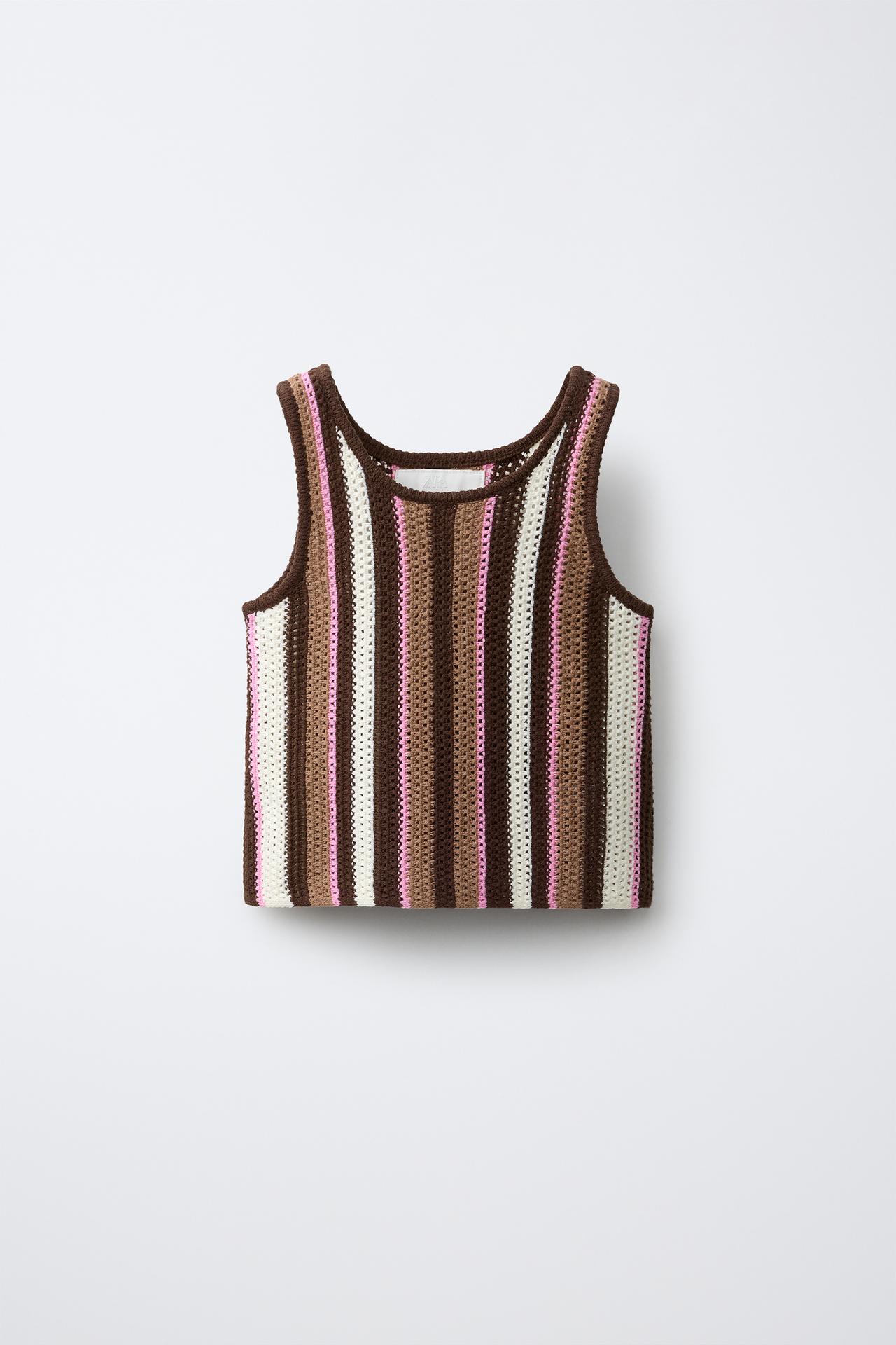 STRIPED KNIT TOP — Khaki